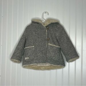 ZARA BABY Outerwear Faux Fur Lined Hooded Coat Size 12-18 Months